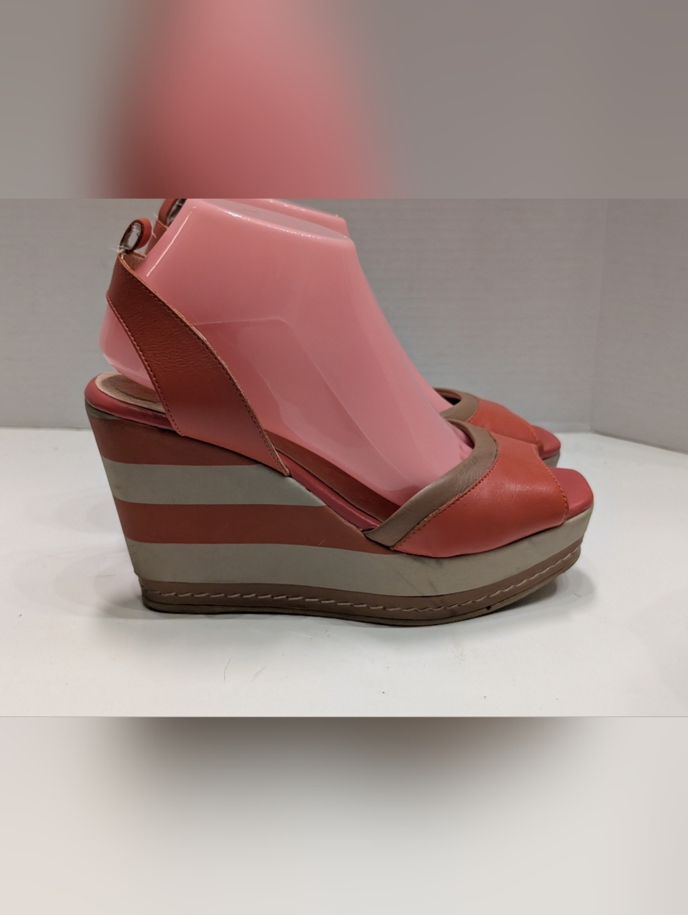 Malu Women's 8/39 Super Comfort Coral Strap Wedge Sandals Heels Open Toe Brazil